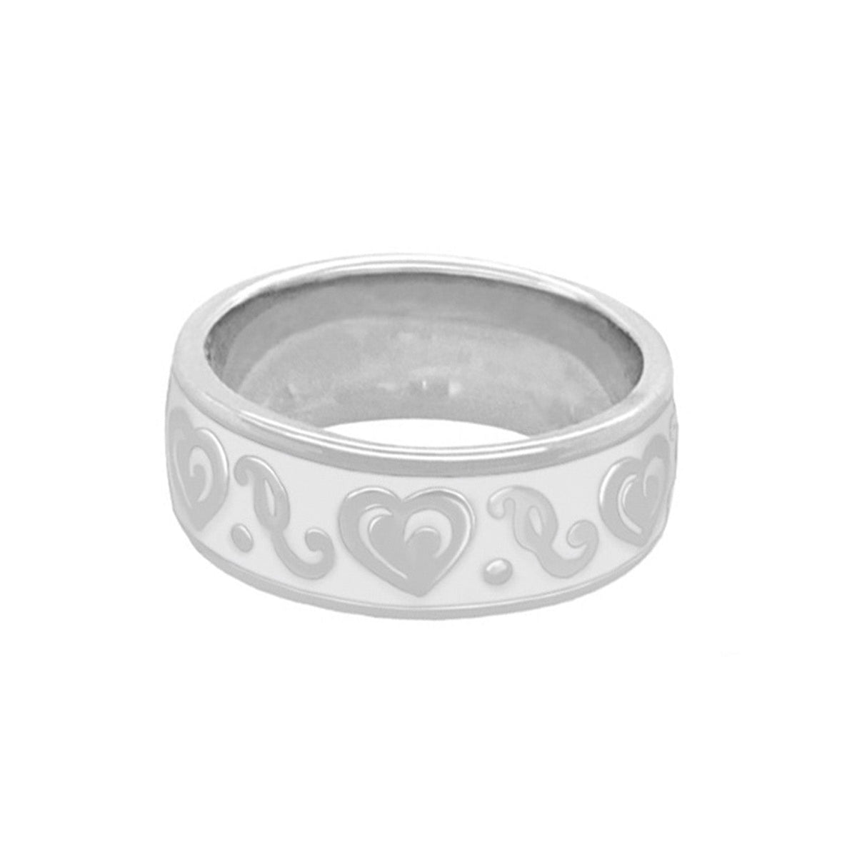 Hidden Hearts Ring — Enamel Scroll Band