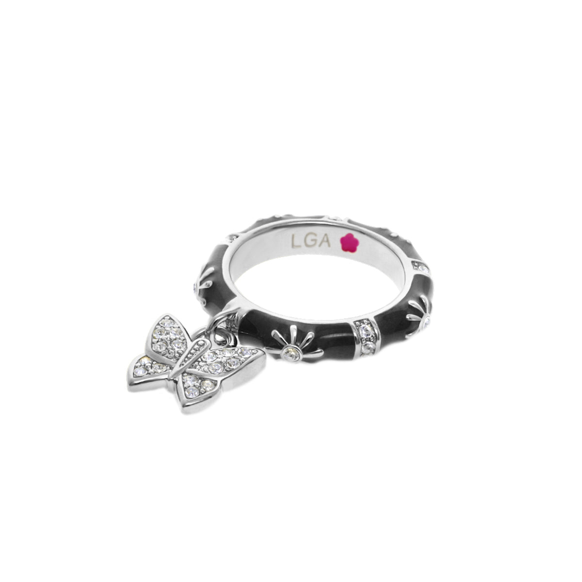 Charming 2 Stackable Ring — Pavé Butterfly Charm