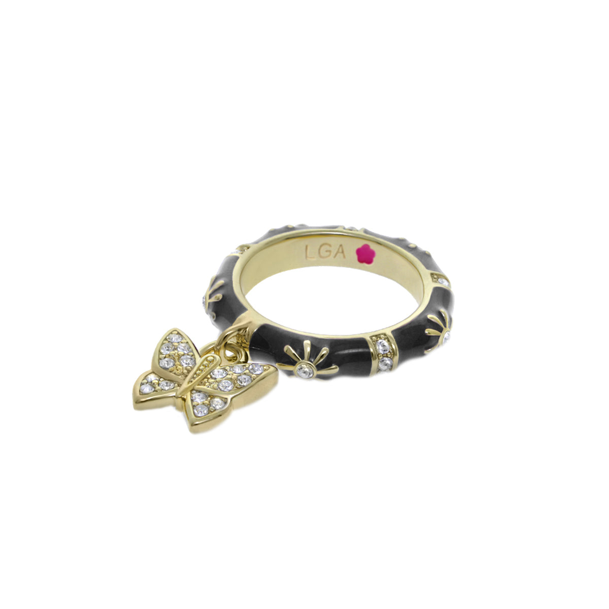 Charming 2 Stackable Ring — Pavé Butterfly Charm