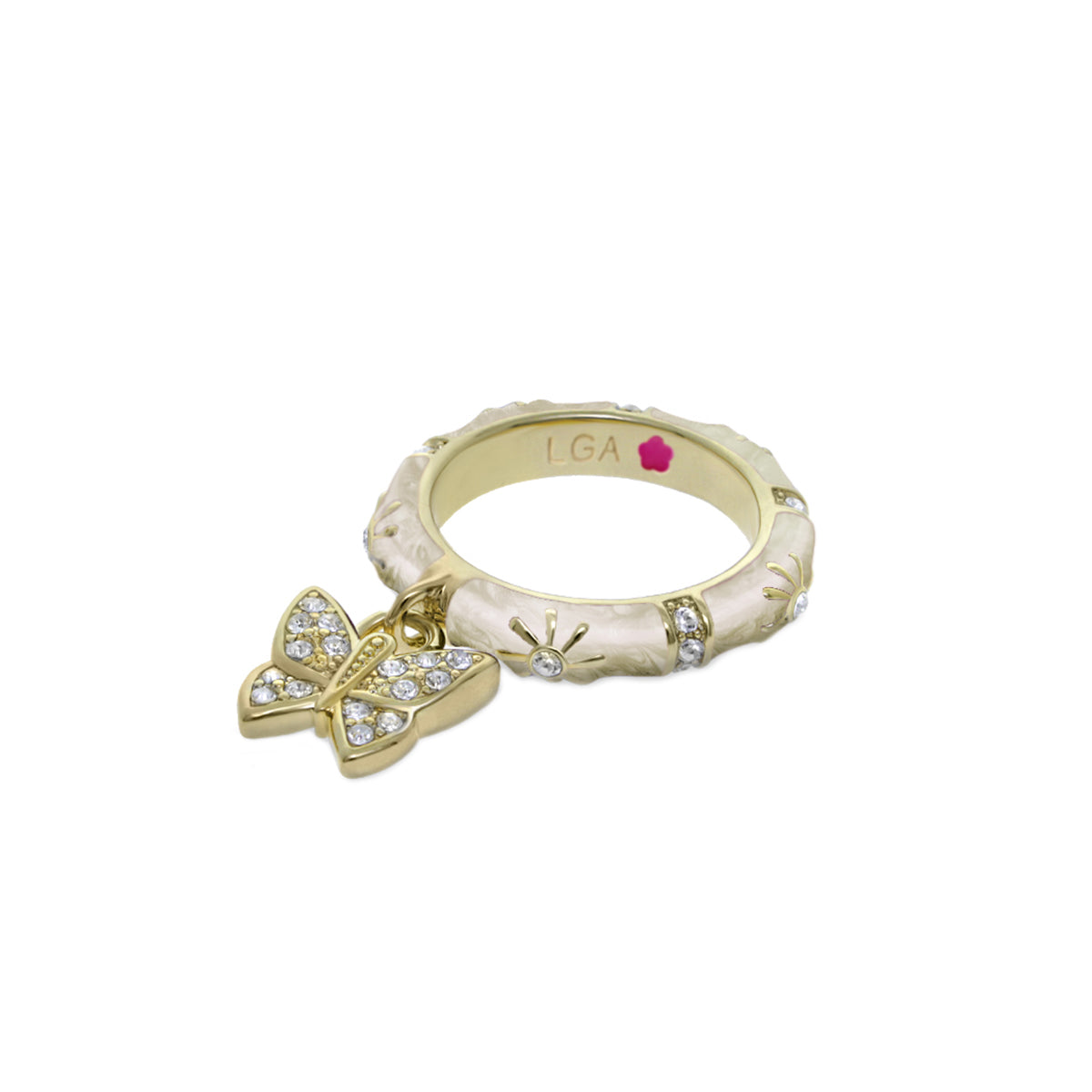 Charming 2 Stackable Ring — Pavé Butterfly Charm