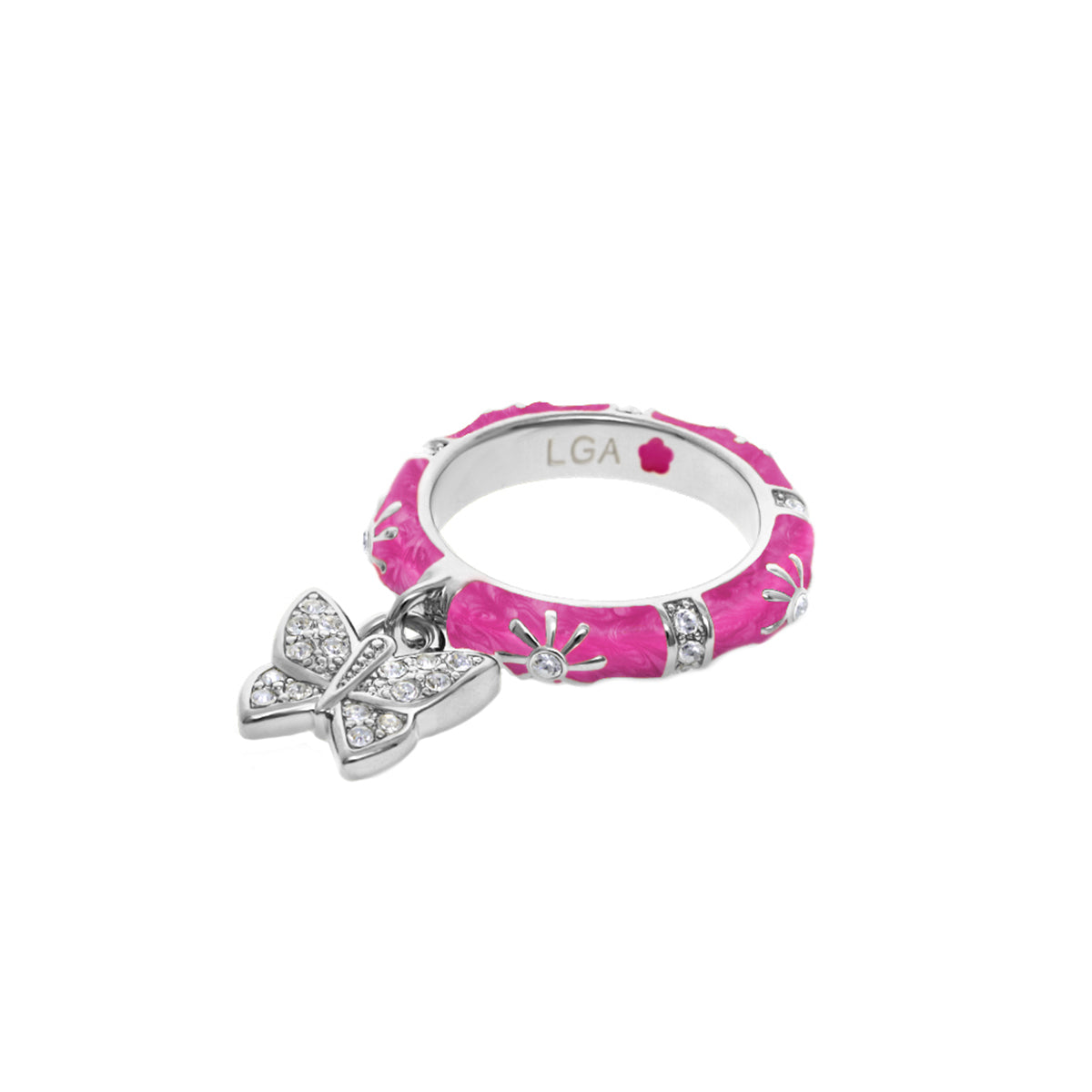 Charming 2 Stackable Ring — Pavé Butterfly Charm