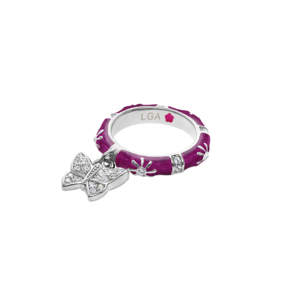 Charming 2 Stackable Ring — Pavé Butterfly Charm
