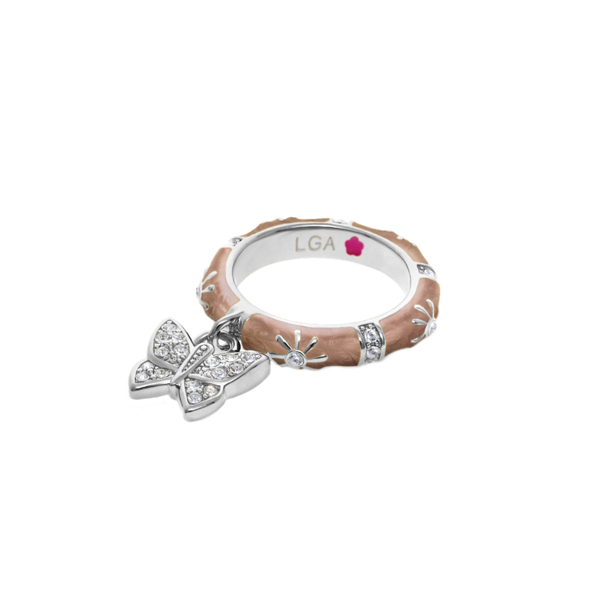 Charming 2 Stackable Ring — Pavé Butterfly Charm