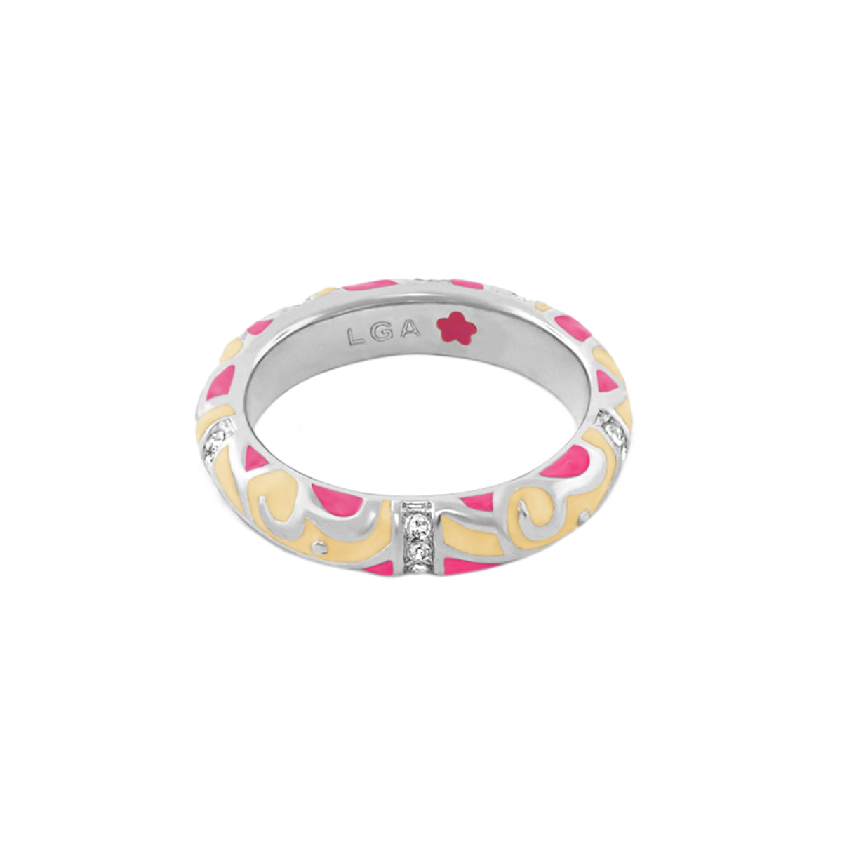 Stackable Desire Ring — Scroll Pavé Band