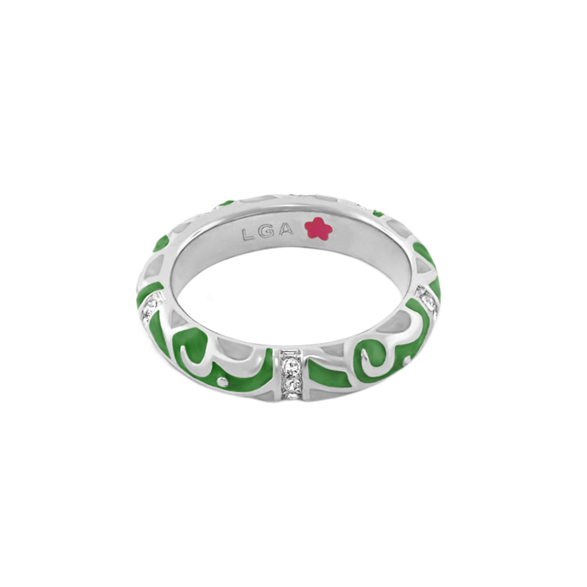 Stackable Desire Ring — Scroll Pavé Band