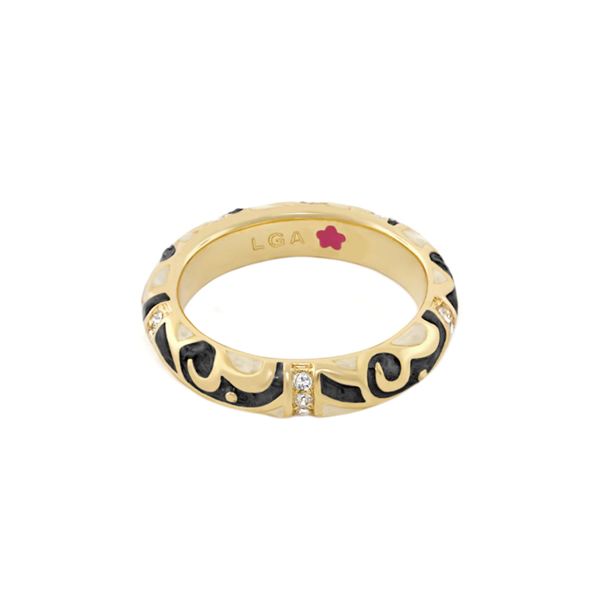 Stackable Desire Ring — Scroll Pavé Band
