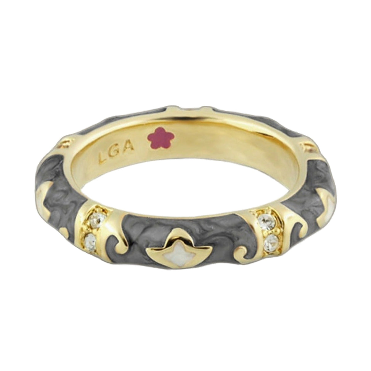Stackable Fiesta Ring — Swirl & Petal Inlay