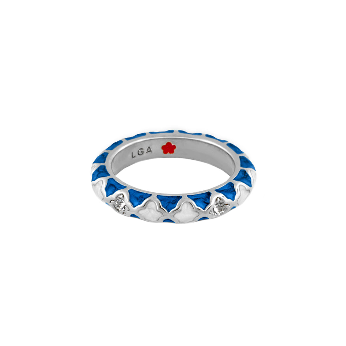 Stackable Fiesta Ring — Quatrefoil Inlay