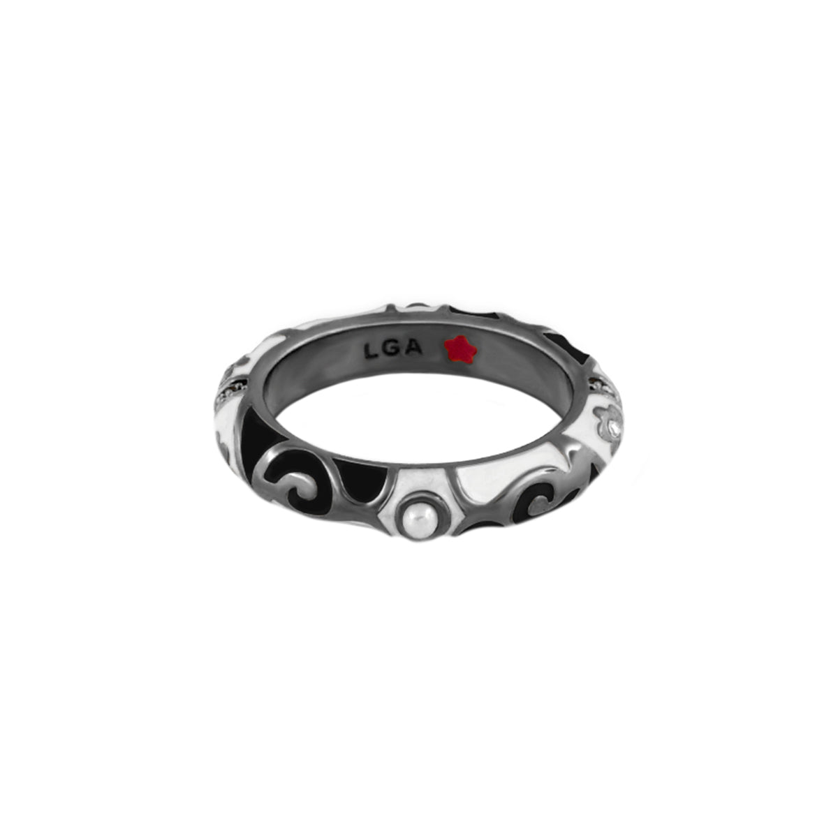 Stackable Fiesta Ring — Pearl & Swirl