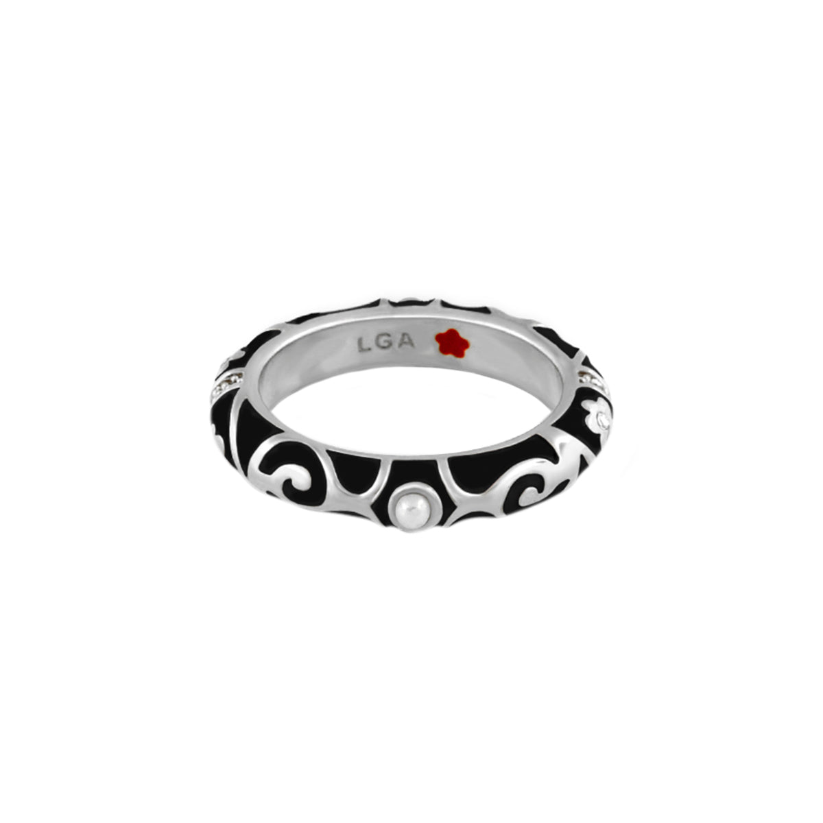 Stackable Fiesta Ring — Pearl & Swirl