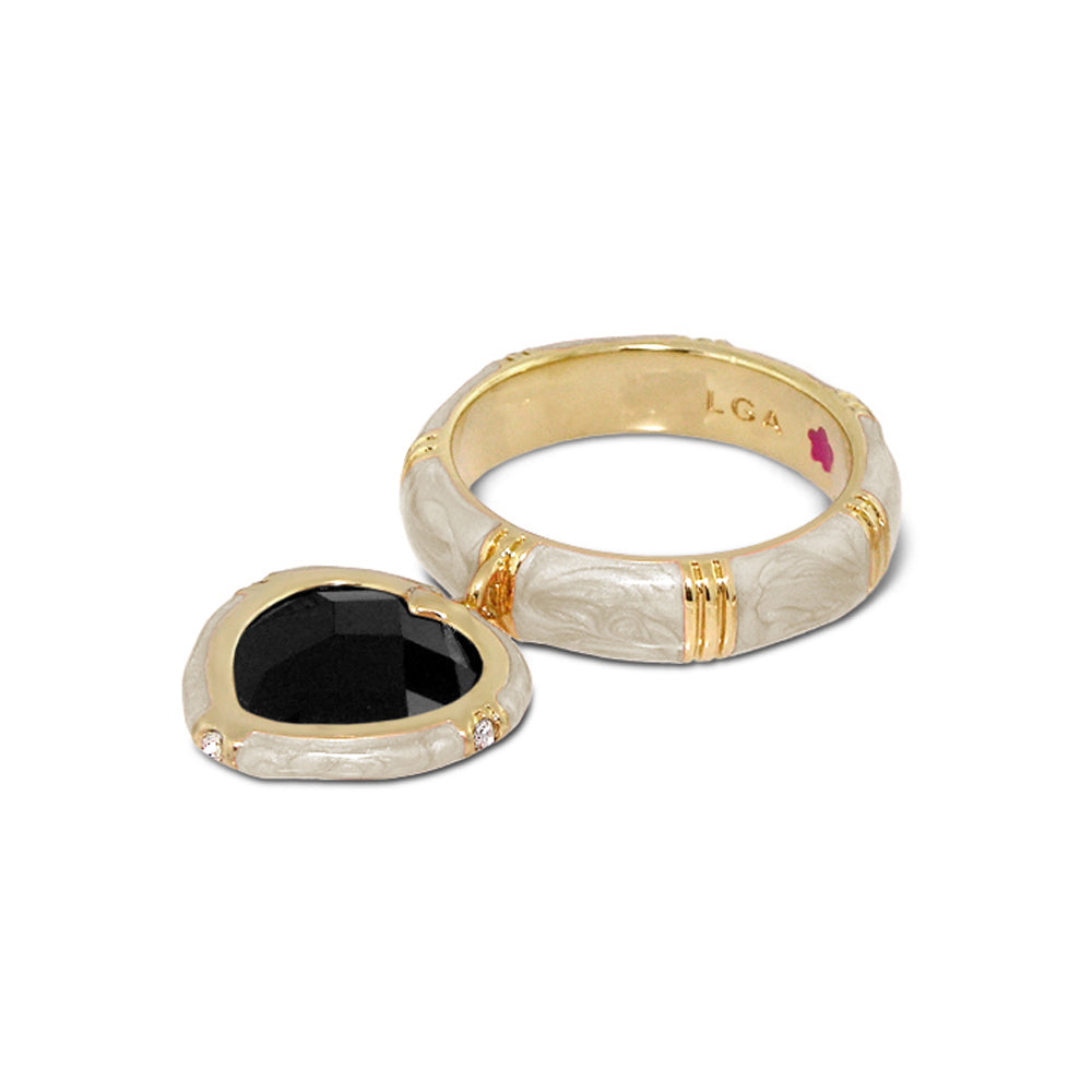 Prince Charming Ring — Heart Charm Ridged Band