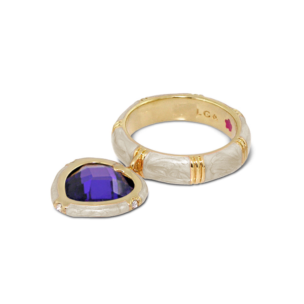 Prince Charming Ring — Heart Charm Ridged Band
