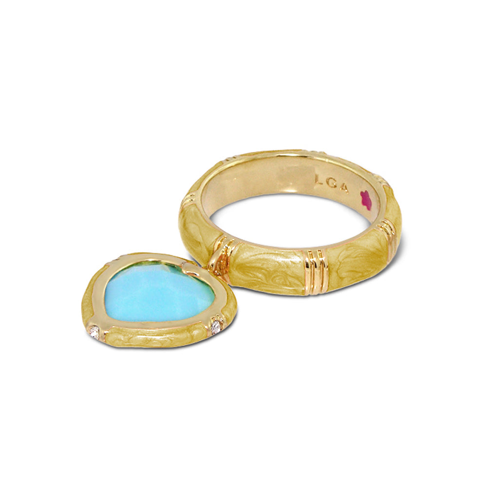 Prince Charming Ring — Heart Charm Ridged Band