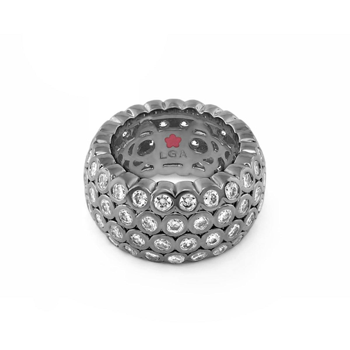 Fun Bubbles Band Ring — Bezel Crystal Row
