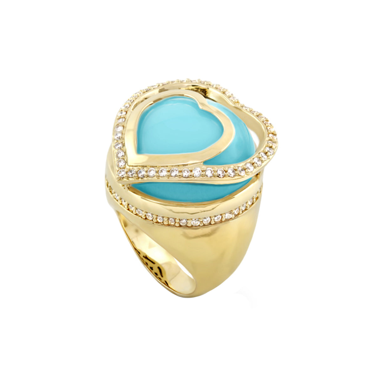 Chunky Town Ring — Pavé Heart Frame