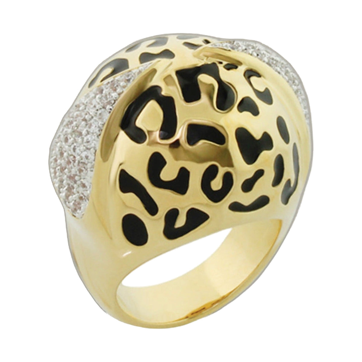 Sweet Leopard Cocktail Ring — Spotted Pavé Dome