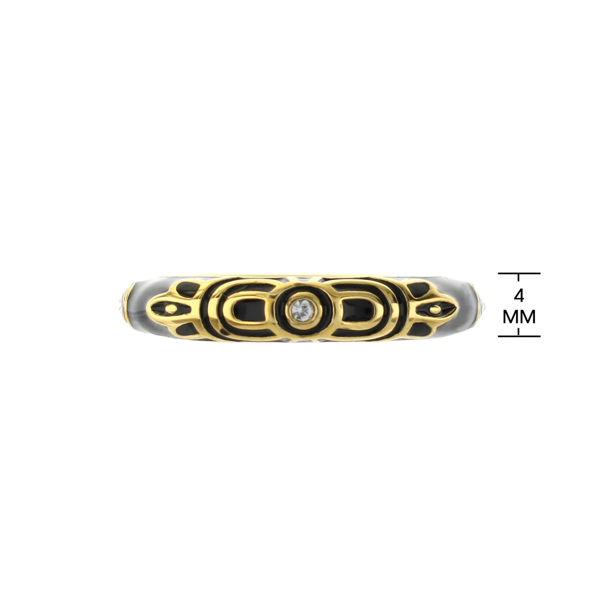 Petit Gateau Stackable Ring — Black Scrollwork