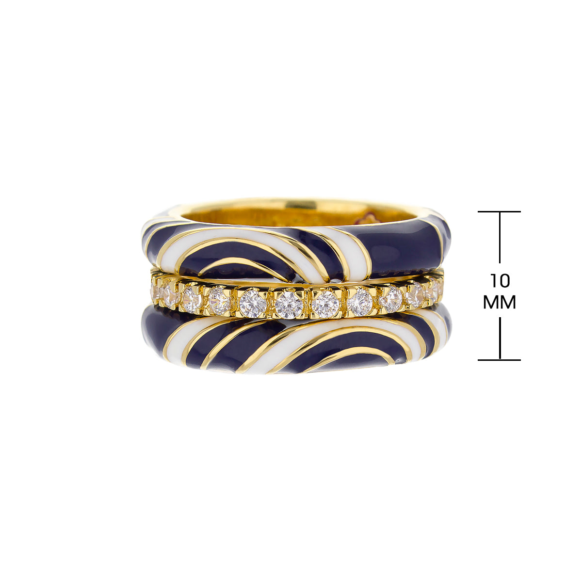 Petit Gateau Stackable Ring — Swirl & Pavé Duo