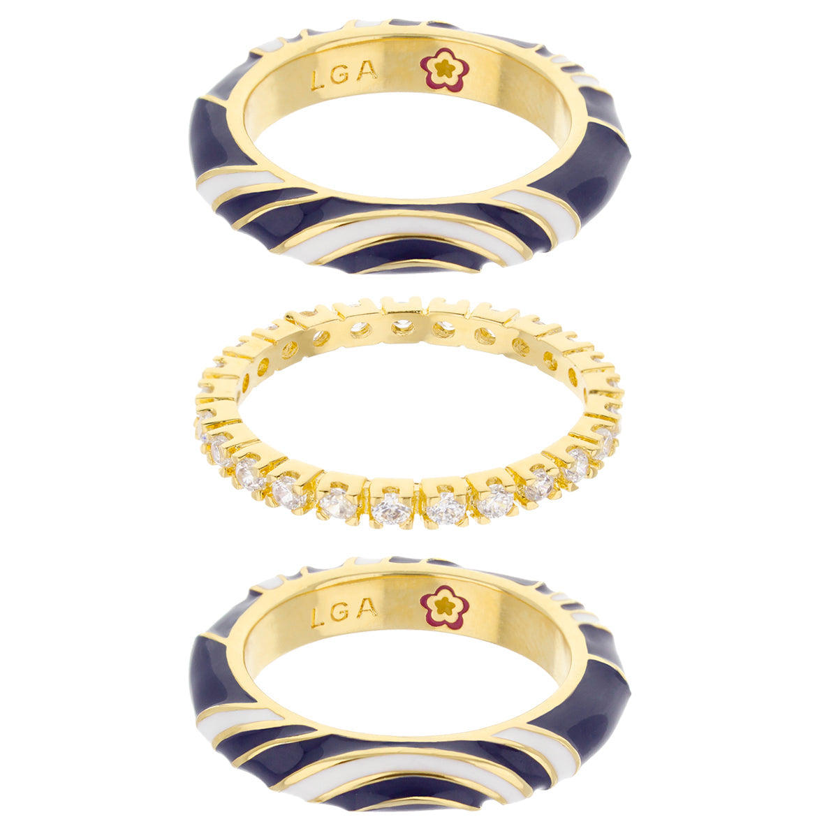 Petit Gateau Stackable Ring — Swirl & Pavé Duo
