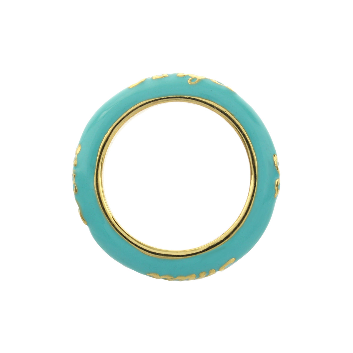 Petit Gateau Stackable Ring — Turquoise Script
