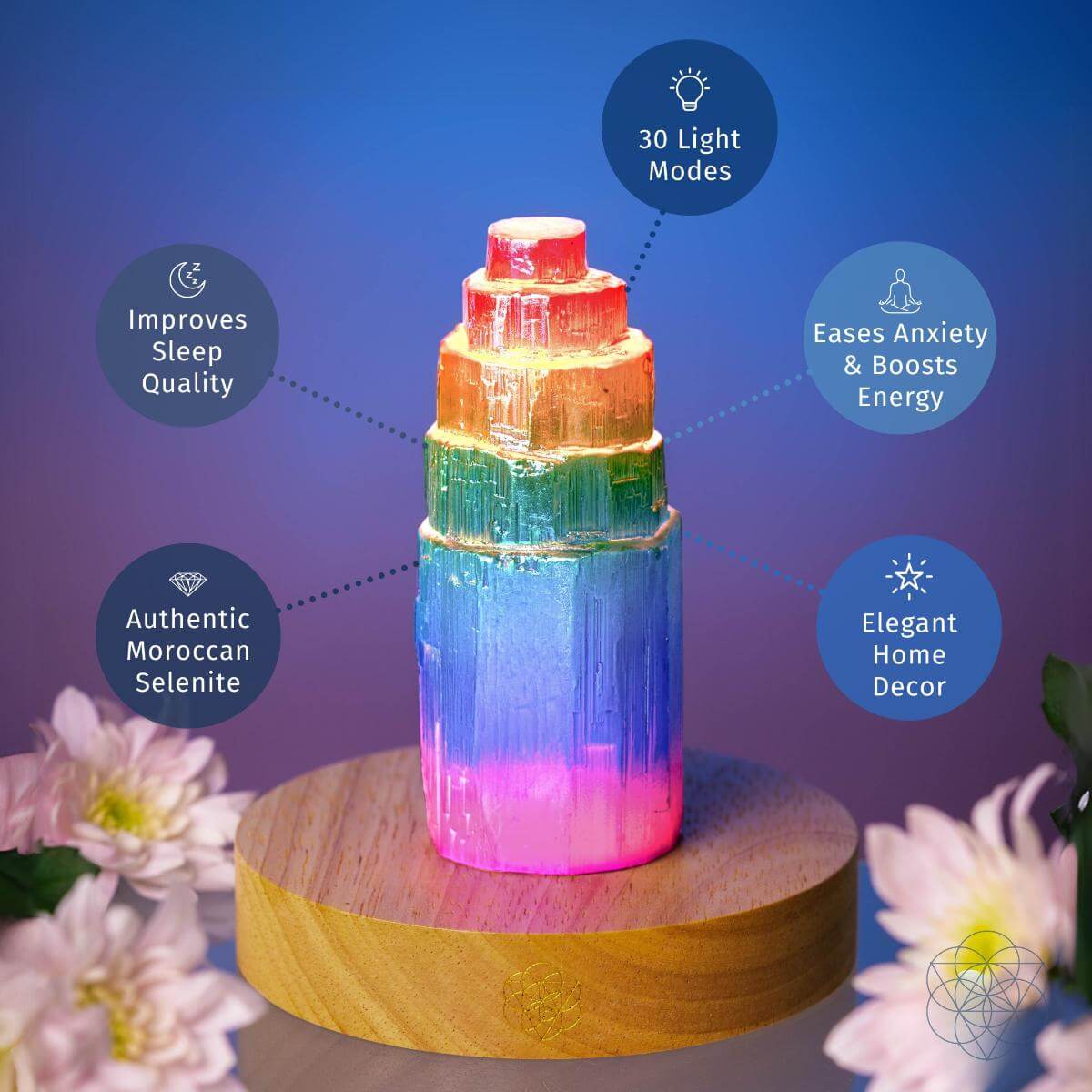 Rainbow’s Blessing - Selenite Tower of Peace & Protection by Conscious Items at Shirley Shoppe