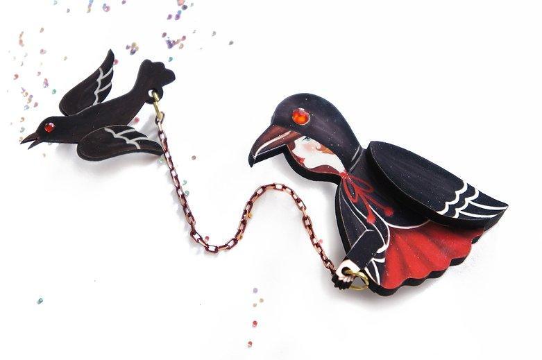 Raven Girl Brooch by Laliblue by Quirks! at Shirley Shoppe