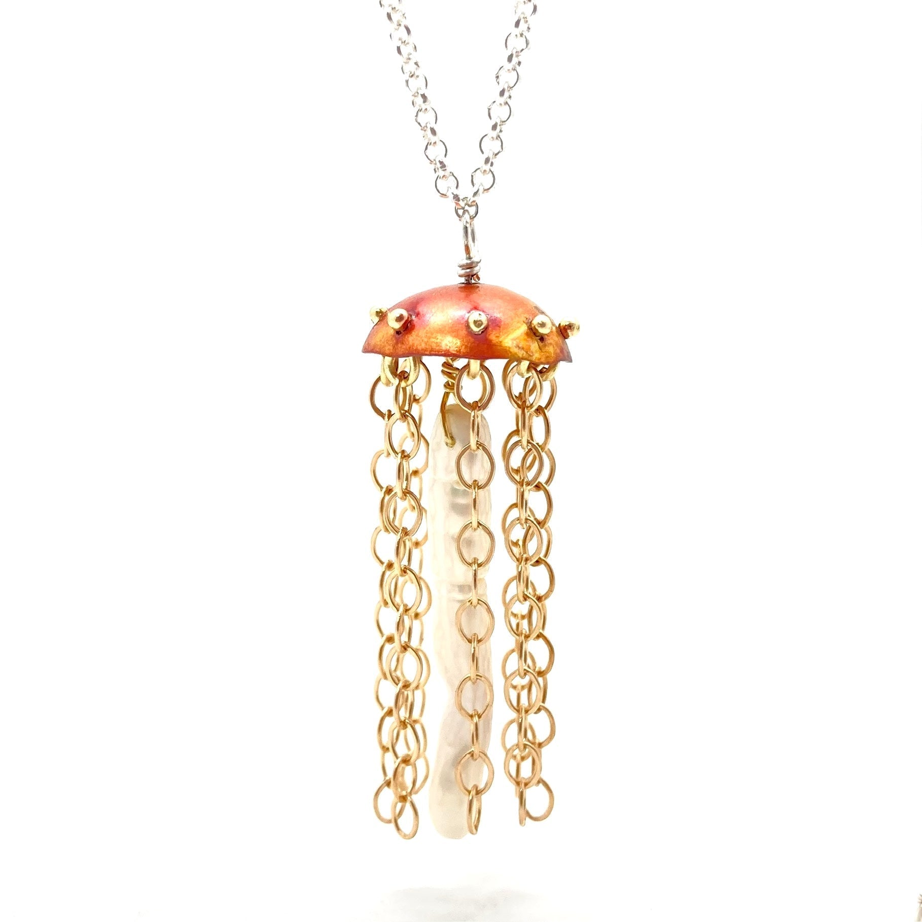 Red Copper Jellyfish Necklace by Alison Morse at Shirley Shoppe