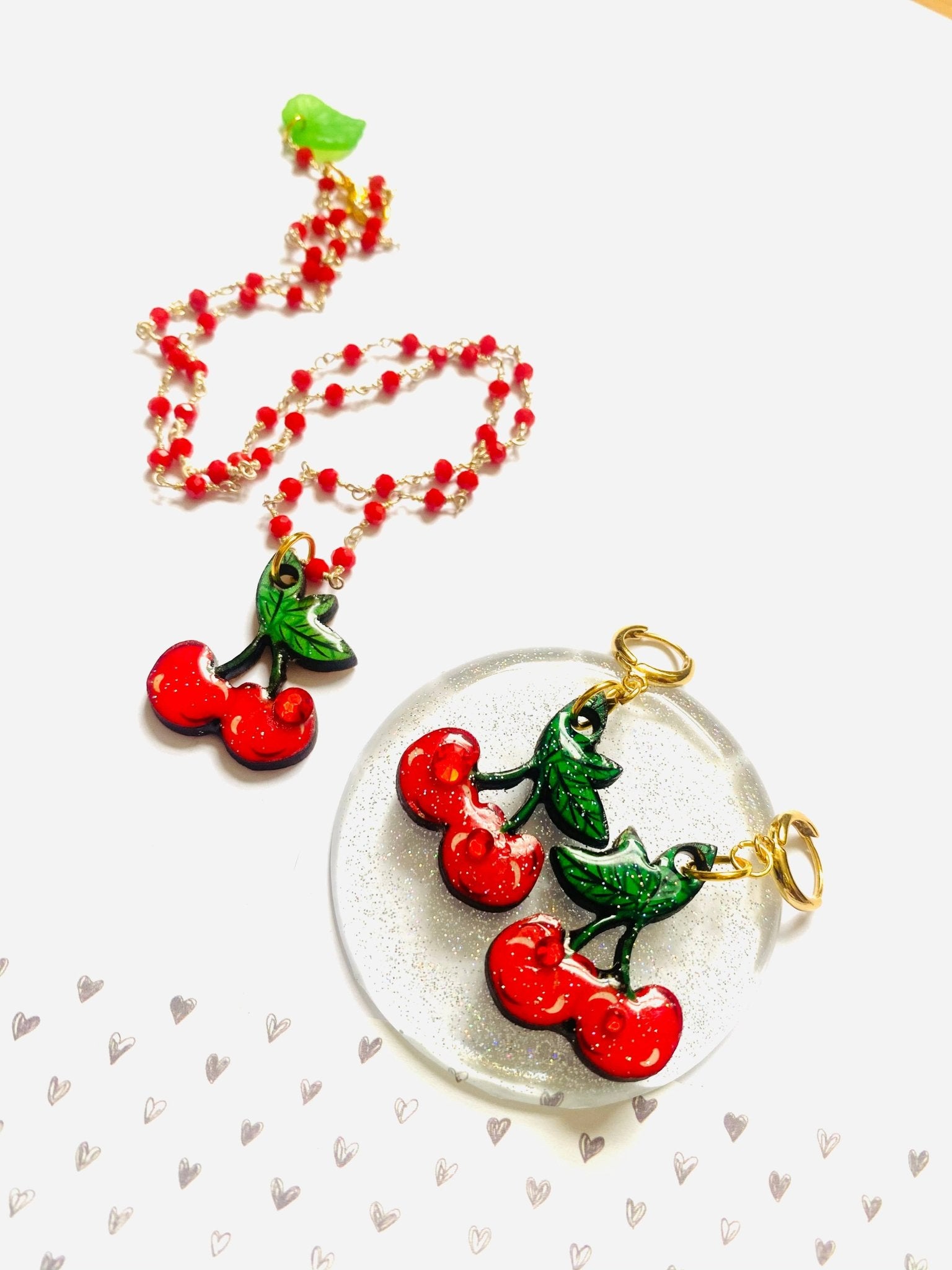 Retro Cherry Beaded Necklace by Rosie Rose Parker by Quirks! at Shirley Shoppe