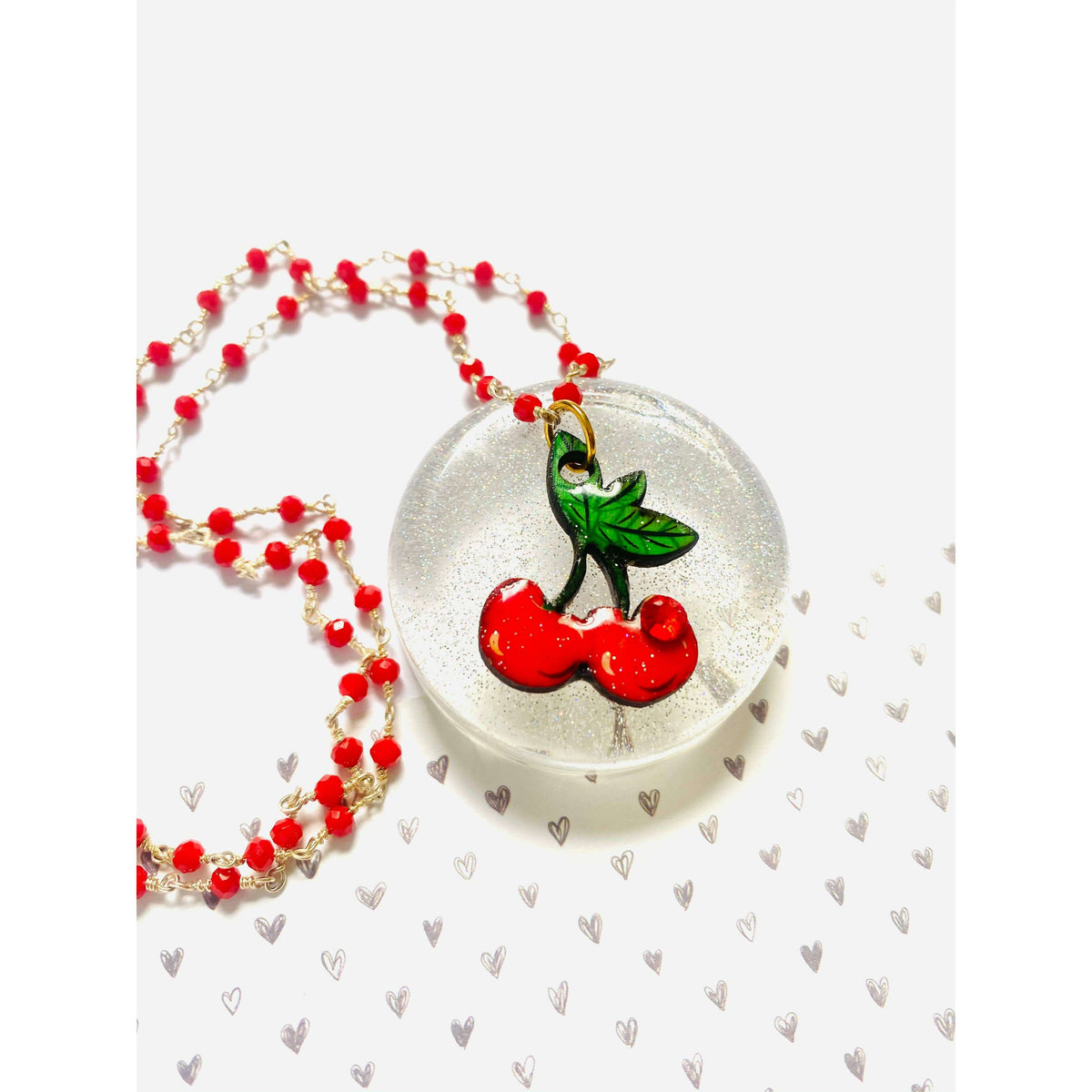 Retro Cherry Beaded Necklace