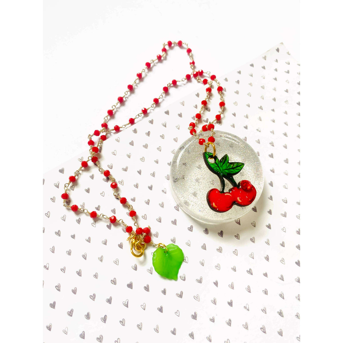 Retro Cherry Beaded Necklace