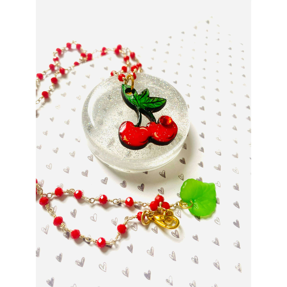 Retro Cherry Beaded Necklace