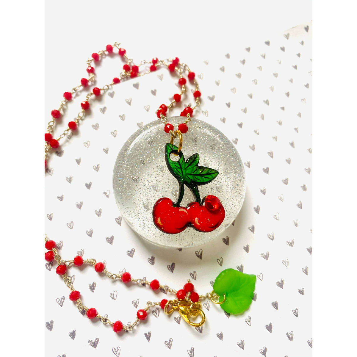 Retro Cherry Beaded Necklace