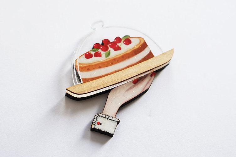 Retro Cherry Cake Brooch by Laliblue by Quirks! at Shirley Shoppe