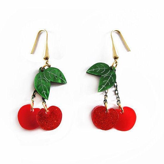 Retro Cherry Statement Earrings by Laliblue by Quirks! at Shirley Shoppe