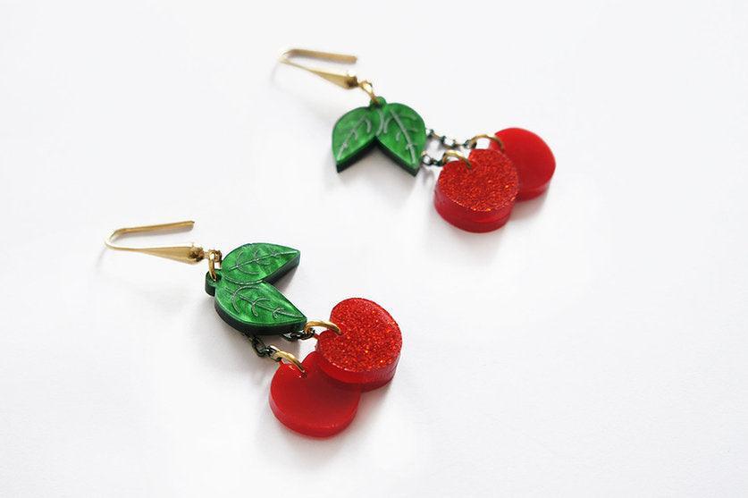Retro Cherry Statement Earrings by Laliblue by Quirks! at Shirley Shoppe