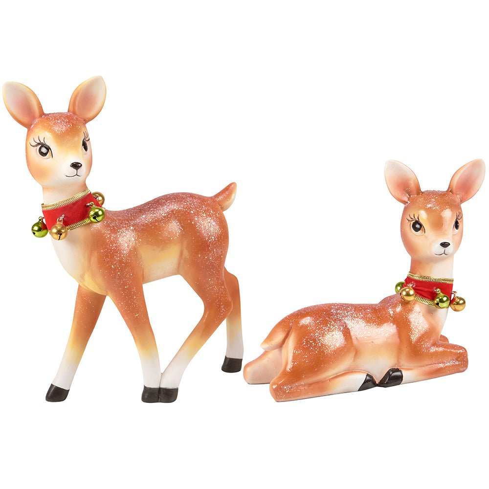 Retro Christmas Deer Figurine Set of 2 by Quirks! at Shirley Shoppe