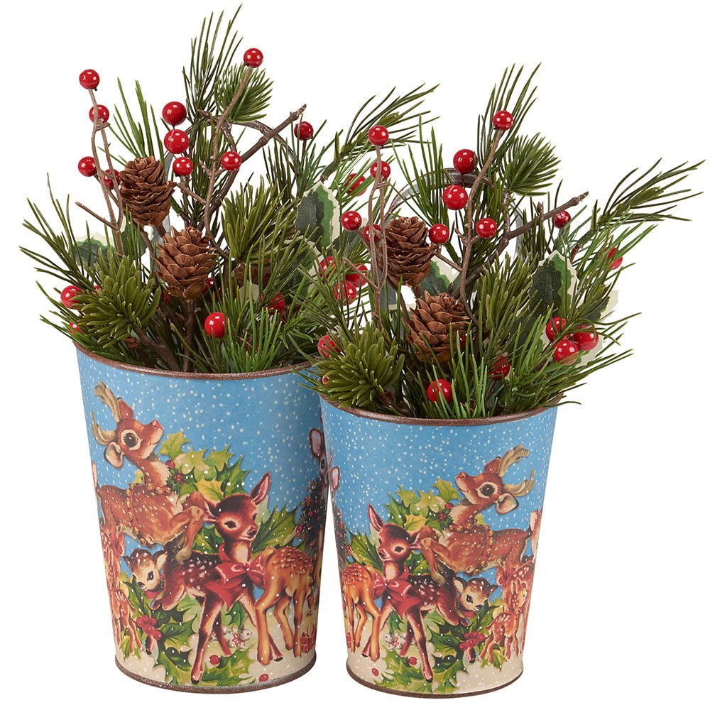 Retro Christmas Deer Wall Bucket Set by Quirks! at Shirley Shoppe