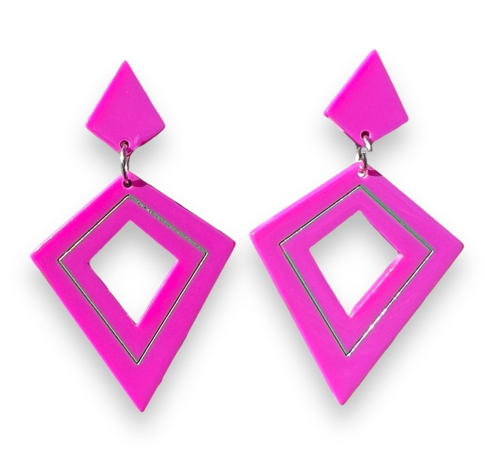 Retro Diamond Dangle Earrings by Lipstick & Chrome - PLUM by Quirks! at Shirley Shoppe