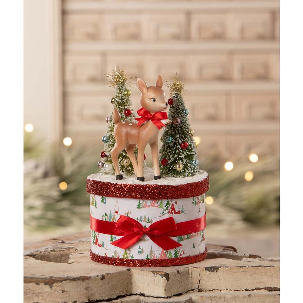 Retro Rudy Reindeer on Box by Bethany Lowe Designs by Quirks! at Shirley Shoppe