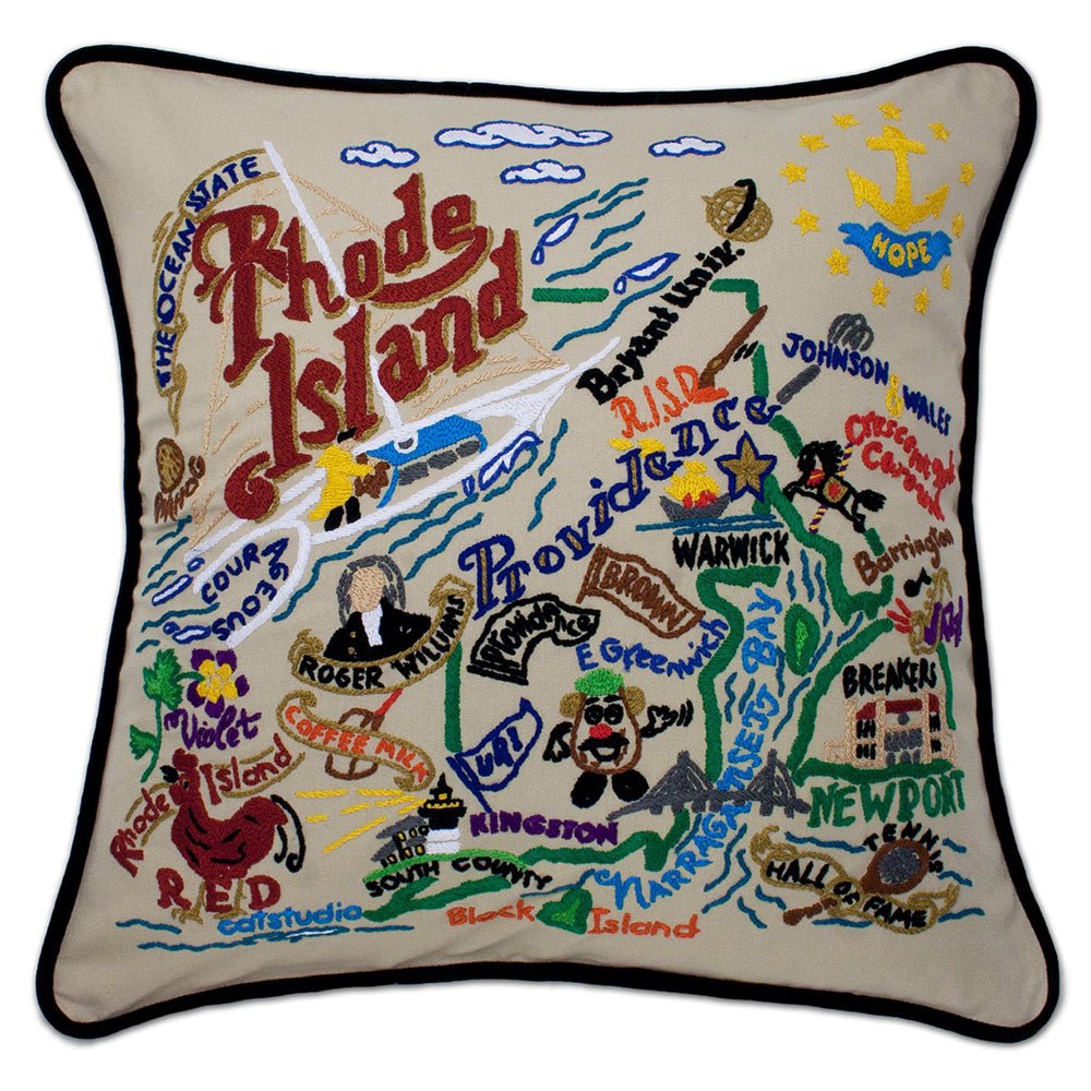 Rhode Island Hand - Embroidered Pillow by Quirks! at Shirley Shoppe