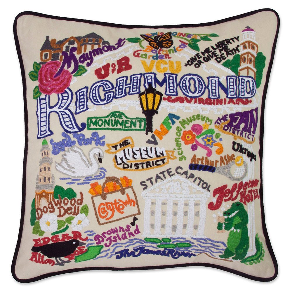 Richmond Virginia Hand - Embroidered Pillow by Quirks! at Shirley Shoppe