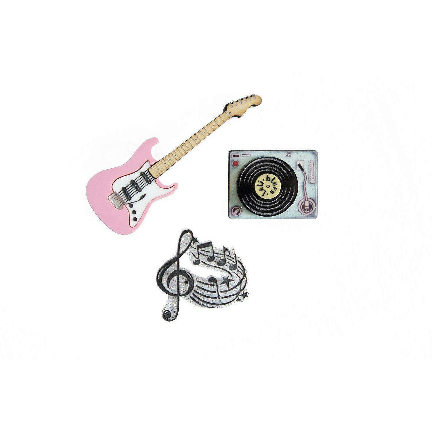 Rock and Roll Brooches Set of 3 by Laliblue