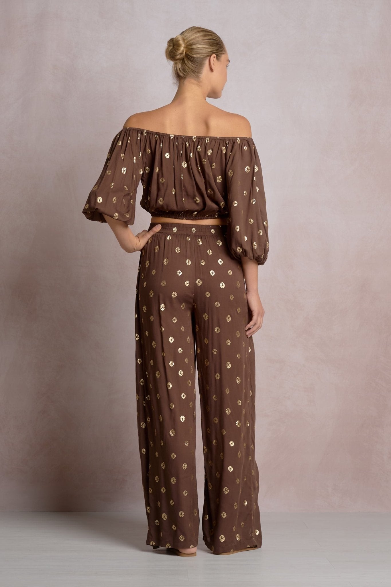 Romi Top Brown Polka by Shop Elan at Shirley Shoppe