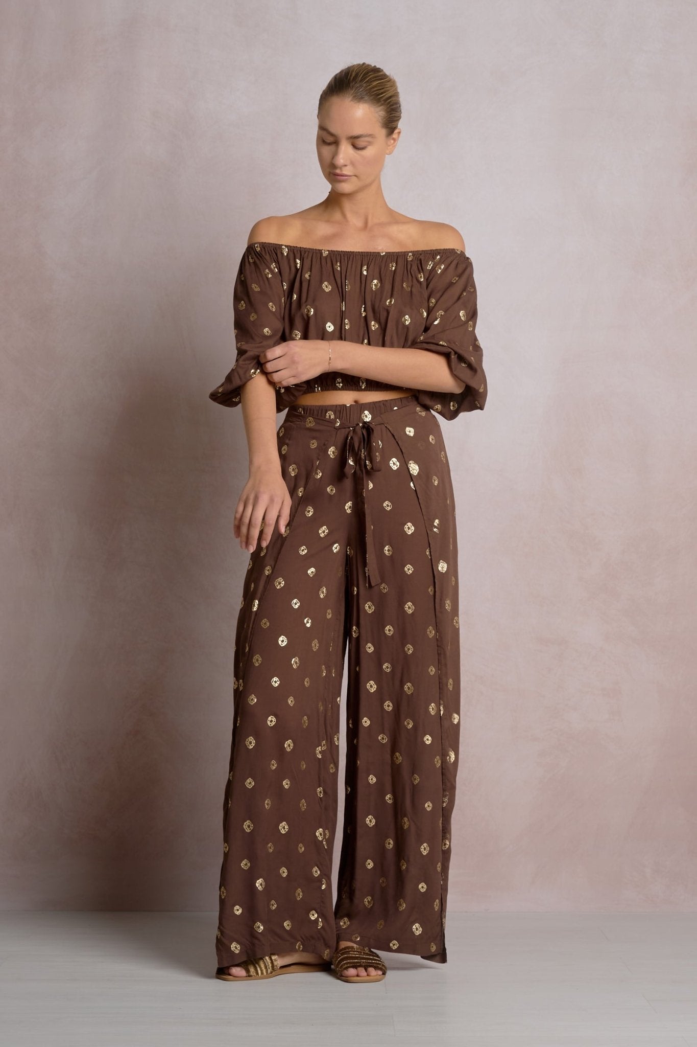 Romi Top Brown Polka by Shop Elan at Shirley Shoppe