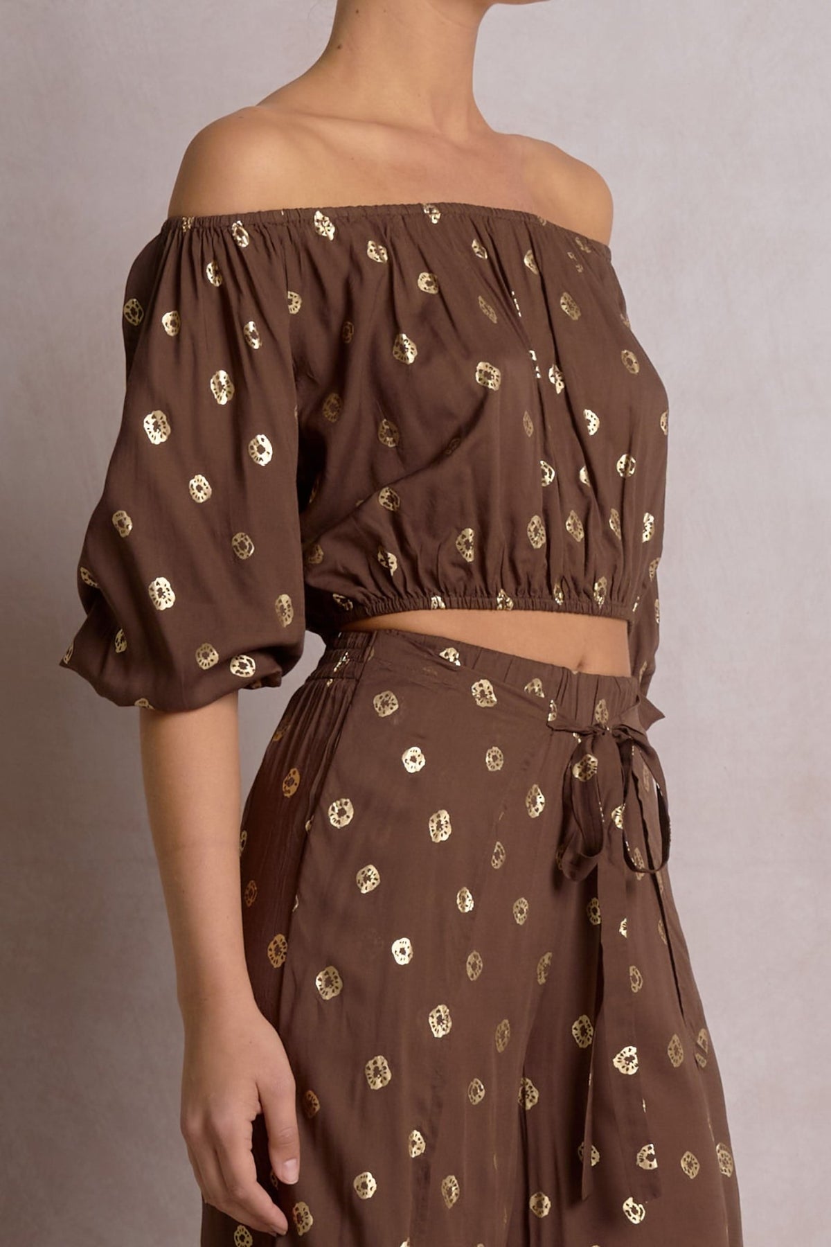 Romi Top Brown Polka by Shop Elan at Shirley Shoppe