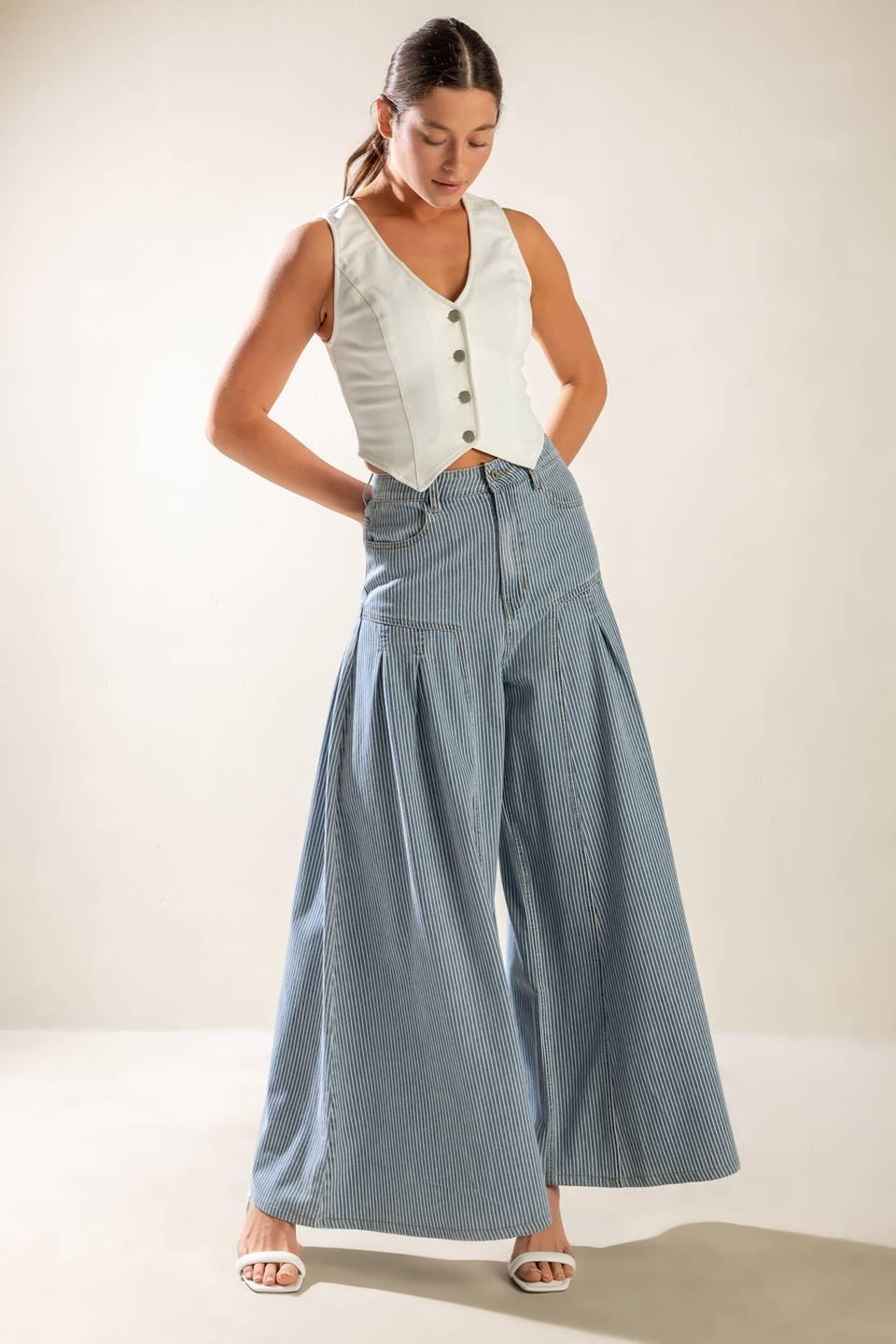 ROOFTOP ROMANCE DENIM PANTS by Flying Tomato at Shirley Shoppe