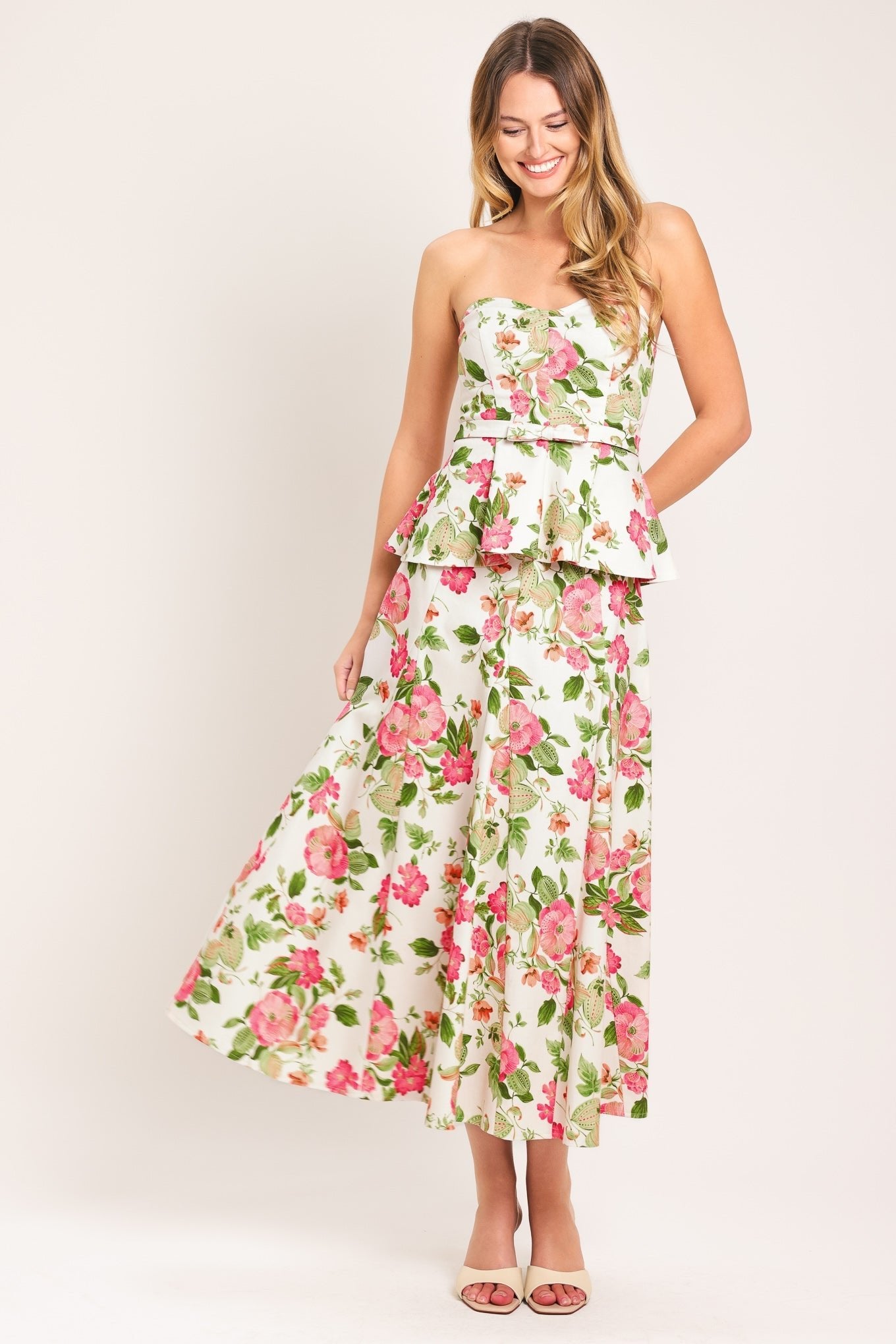 ROSE PETAL WOVEN MIDI SKIRT by Flying Tomato at Shirley Shoppe
