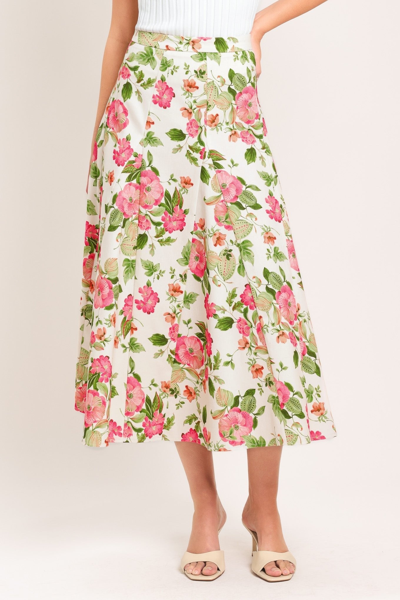 ROSE PETAL WOVEN MIDI SKIRT by Flying Tomato at Shirley Shoppe