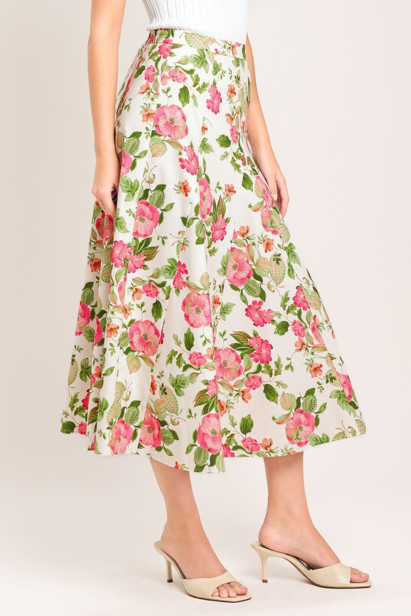 ROSE PETAL WOVEN MIDI SKIRT by Flying Tomato at Shirley Shoppe