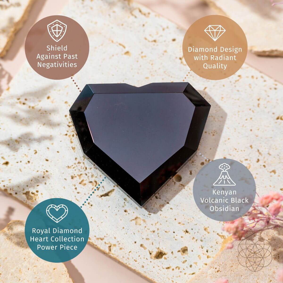 Royal Diamond Heart - Black Obsidian Negativity Repellent by Conscious Items at Shirley Shoppe